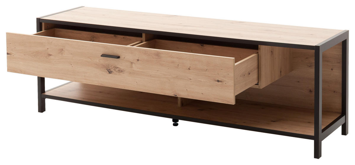 KOMODA POD TELEVIZI, antracitová, barvy dubu, 175/57/46 cm - barvy dubu/antracitová, Design, kov/kompozitní dřevo (175/57/46cm) - Carryhome