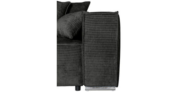BIGSOFA in Flachgewebe Schwarz  - Chromfarben/Schwarz, KONVENTIONELL, Textil/Metall (256/68/122cm) - Carryhome