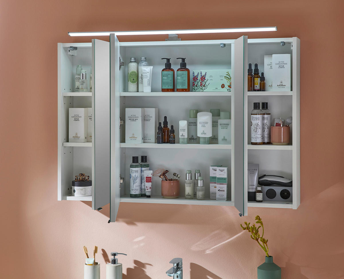 BADEZIMMER 3-teilig  in 105 cm  - Chromfarben/Weiß, KONVENTIONELL, Glas/Holzwerkstoff (105cm) - Xora