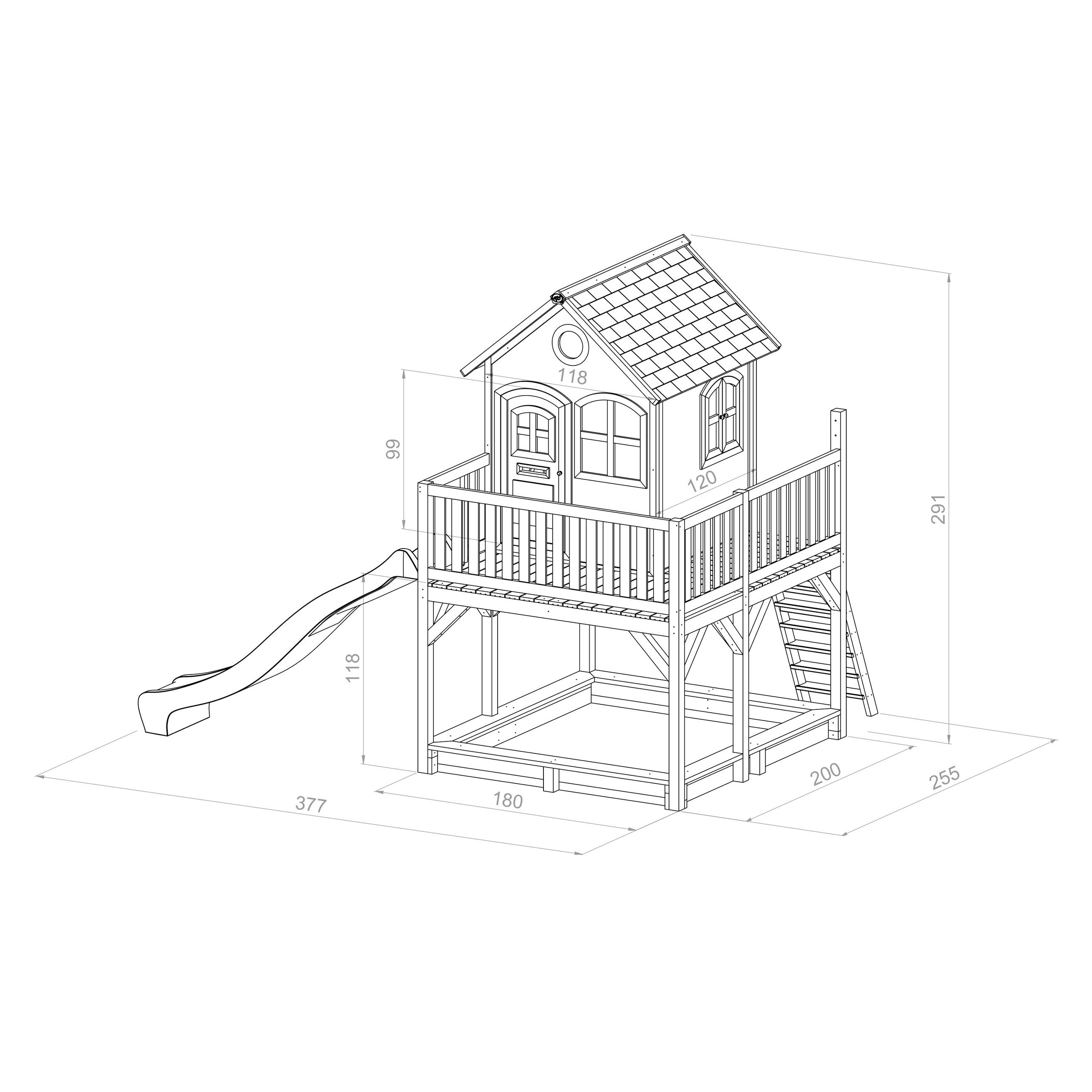 SPIELTURM 613/291/277 cm axi Liam  - Rot/Braun, Basics, Holz (613/291/277cm) - Ambia Garden