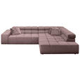 ECKSOFA in Feincord Altrosa  319/215 cm  - Schwarz/Altrosa, Design, Kunststoff/Textil (319/215cm) - Hom`in