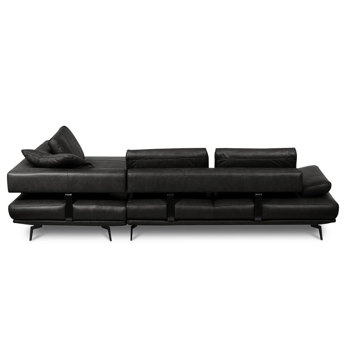ECKSOFA  in Echtleder Schwarz  306/237 cm  - Schwarz/Grau, Design, Leder/Metall (306/237cm) - Livetastic