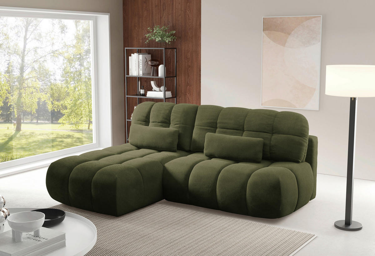 ECKSOFA TARANTO Grün Webstoff  - Schwarz/Grün, Design, Kunststoff/Textil (172/225cm) - Livetastic