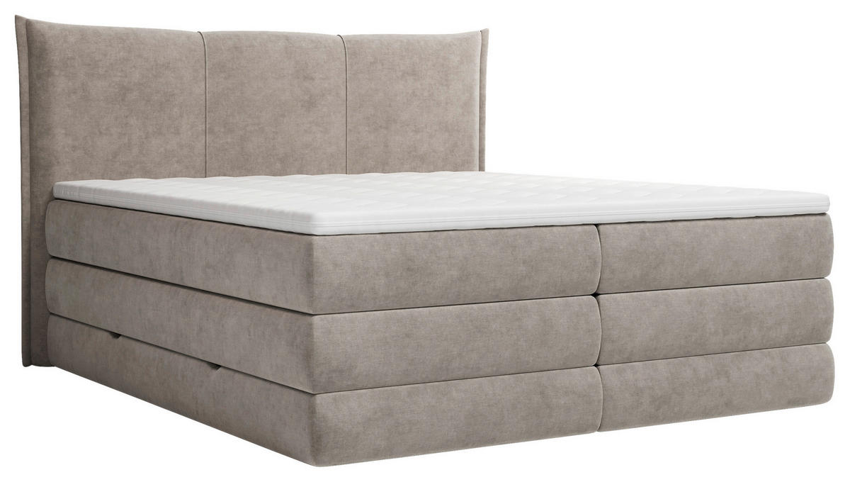 BOXSPRINGBETT 180/200 cm  Hellgrau  - Hellgrau/Schwarz, Modern, Holz/Holzwerkstoff (180/200cm) - MID.YOU