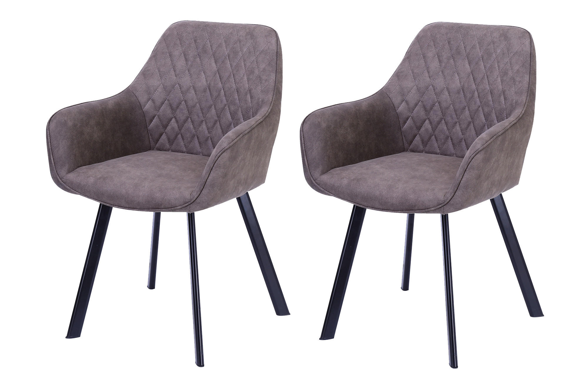 ARMLEHNSTUHL-SET 2 Stück  in Mikrofaser  - Taupe/Schwarz, MODERN, Textil/Metall (56,5/83/63cm) - Livetastic