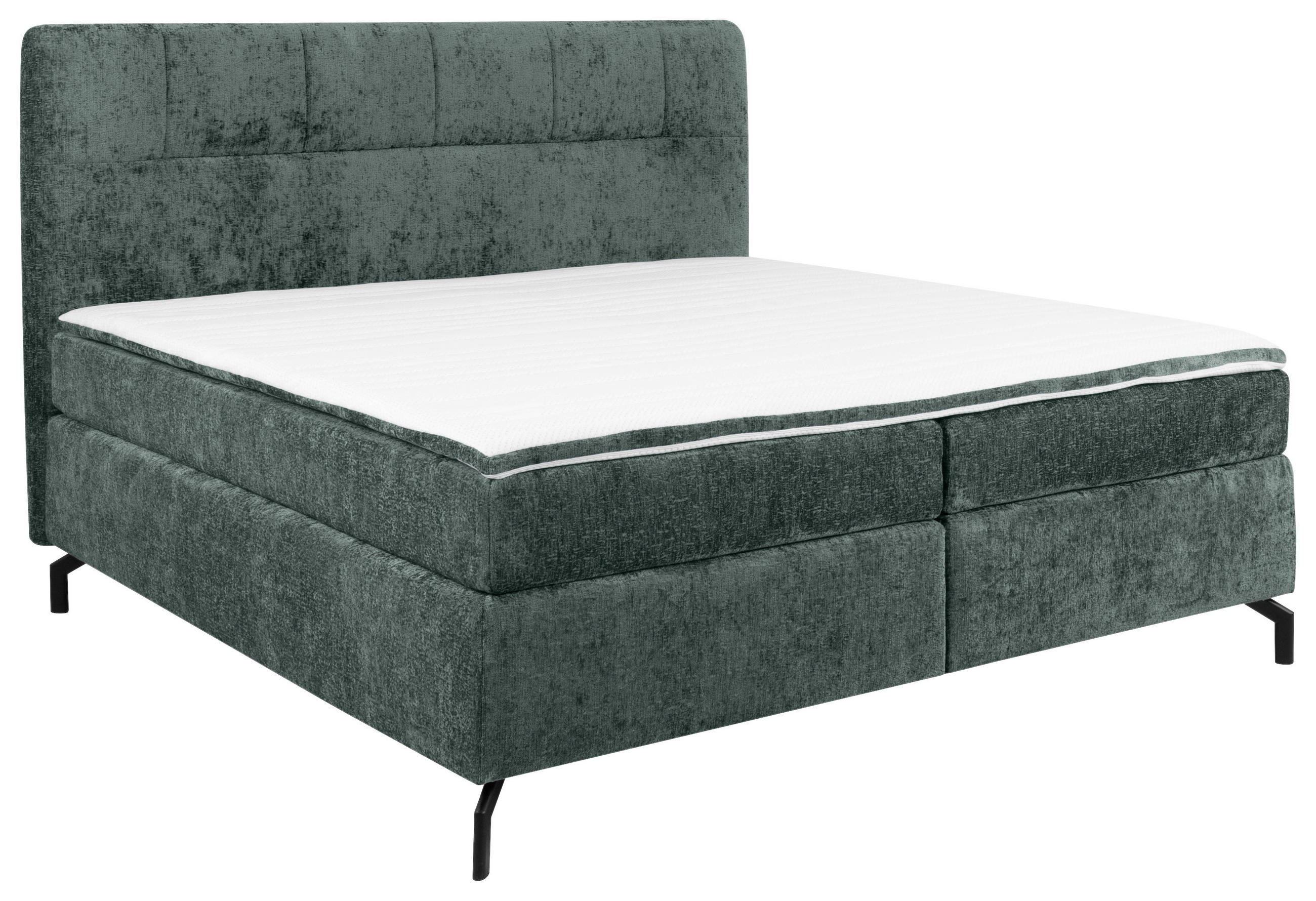 BOXSPRINGBETT 160/200 cm,  in Dunkelgrau, Topper, H2 + H2 = mittel  - Dunkelgrau/Schwarz, Design, Textil/Metall (160/200cm) - Esposa