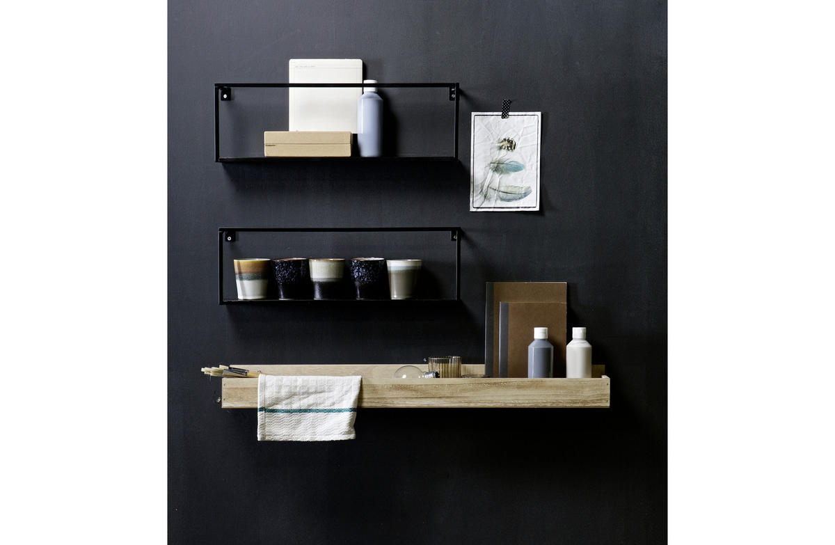 WANDREGAL 50/16/8 cm  - Schwarz, Trend, Metall (50/16/8cm) - Ambia Home