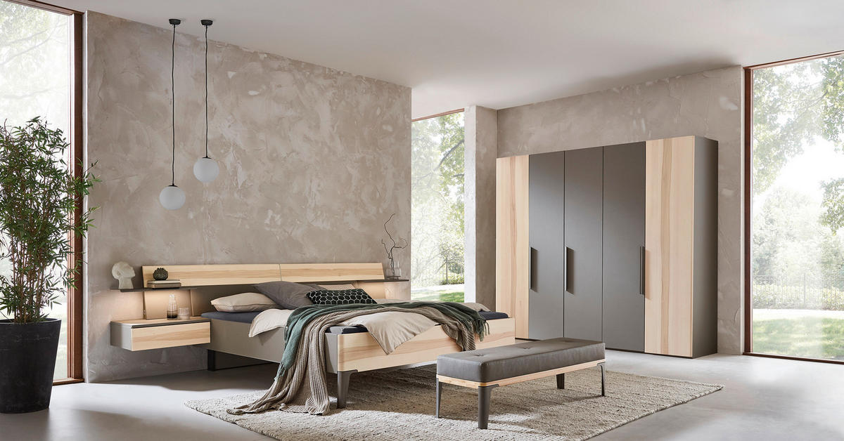 BETTANLAGE - Fango/Buchefarben, Design, Holz (180/200cm) - Valdera