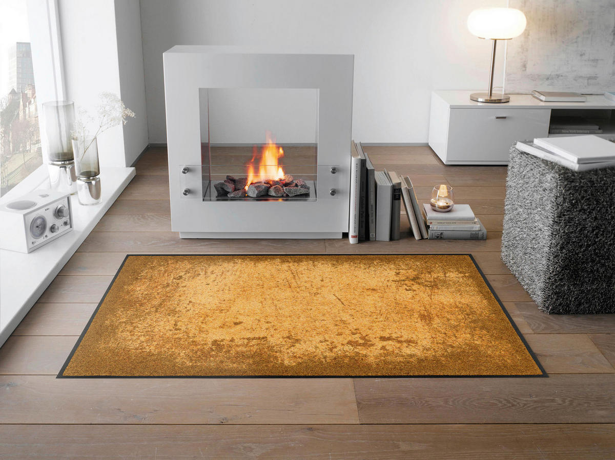 COVOR DE BUCĂTĂRIE 75/120 cm  - galben închis/maro deschis, Konventionell, plastic/textil (75/120cm) - wash+dry