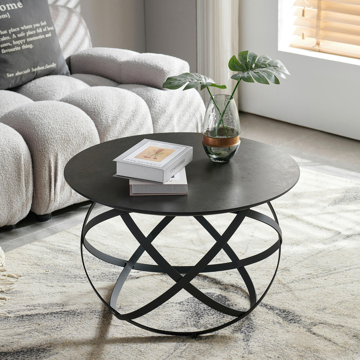 COUCHTISCH in Metall, Keramik 70/70/45 cm  - Schwarz, Design, Keramik/Metall (70/70/45cm) - Livetastic
