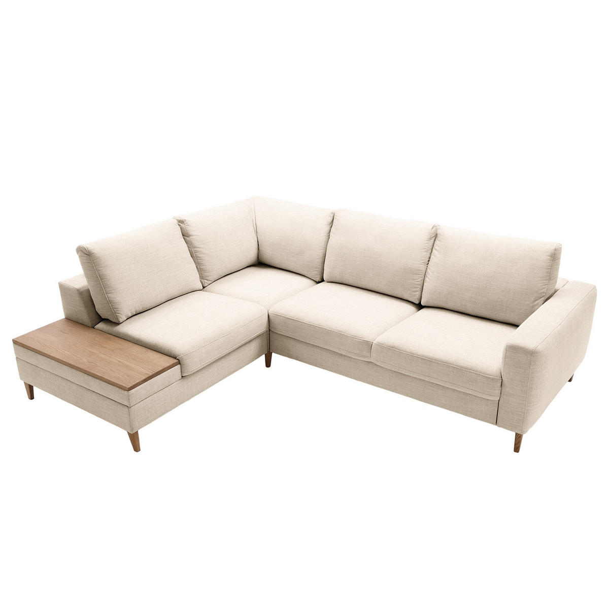 ECKSOFA in Webstoff Silberfarben  - Eschefarben/Silberfarben, Modern, Holz/Textil (260/90/204cm) - Trendmanufaktur