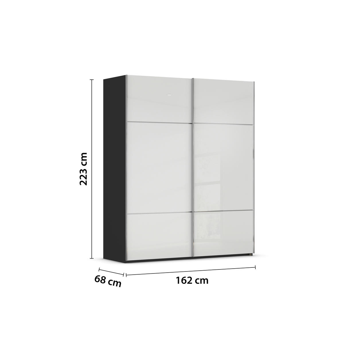 SCHWEBETÜRENSCHRANK in Schwarz, Weiss  - Chromfarben/Weiss, Konventionell, Glas/Holzwerkstoff (162/223/68cm) - Novel