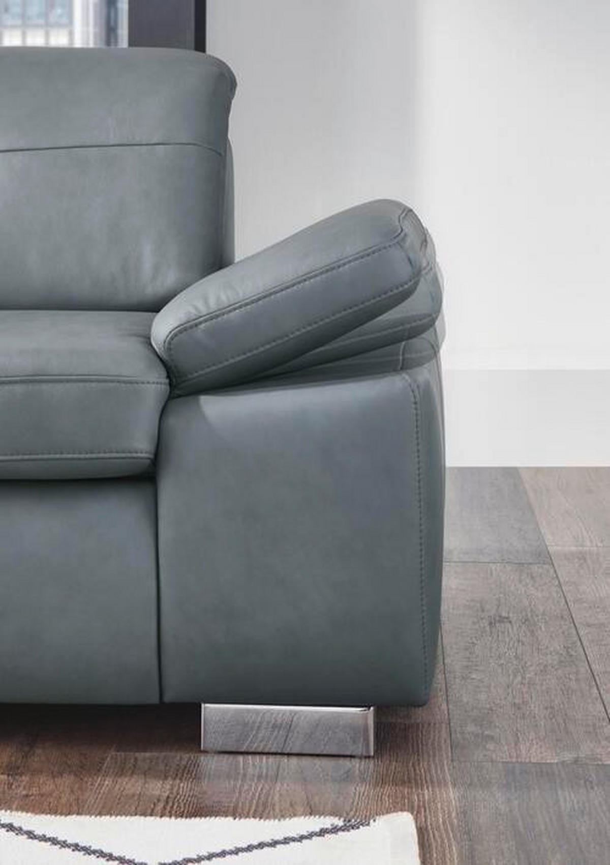 ROHOVÁ SEDAČKA, kůže, šedá - šedá/barvy hliníku, Design, kov/kůže (309/195cm) - Beldomo Premium