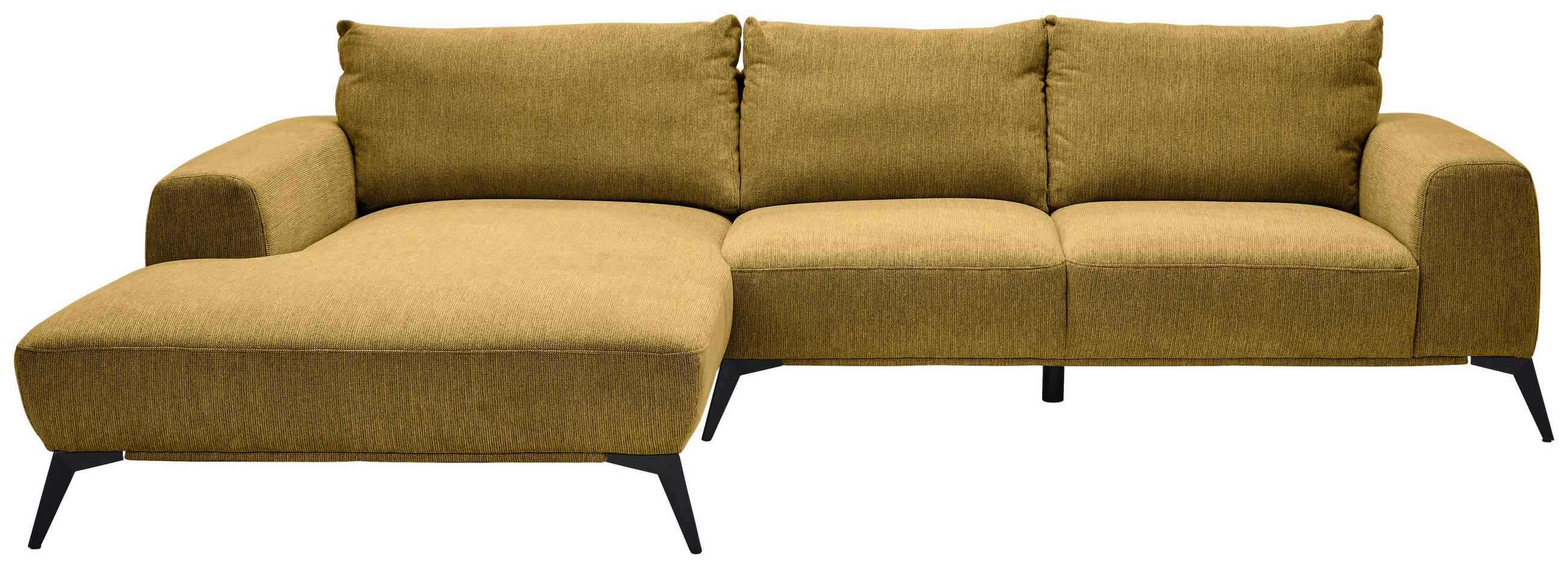ECKSOFA in Webstoff Dunkelgelb  - Dunkelgelb/Schwarz, Design, Textil/Metall (187/298cm) - Stylife