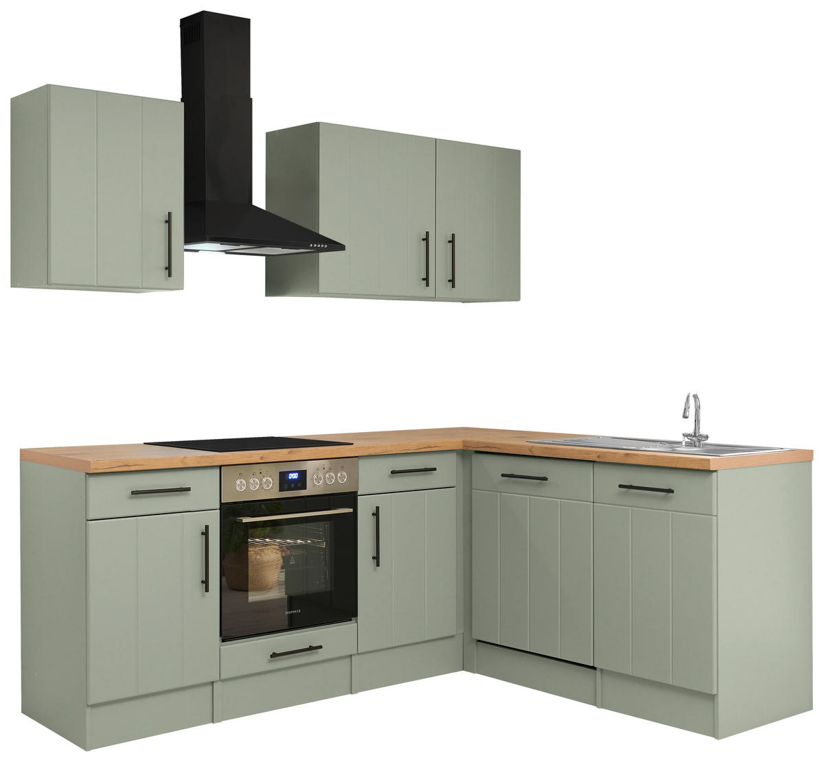 ECKKÜCHE 220/172 cm  in Wildeiche, Schilfgrün  - Schilfgrün/Wildeiche, Trend, Holzwerkstoff/Metall (220/172cm) - Respekta