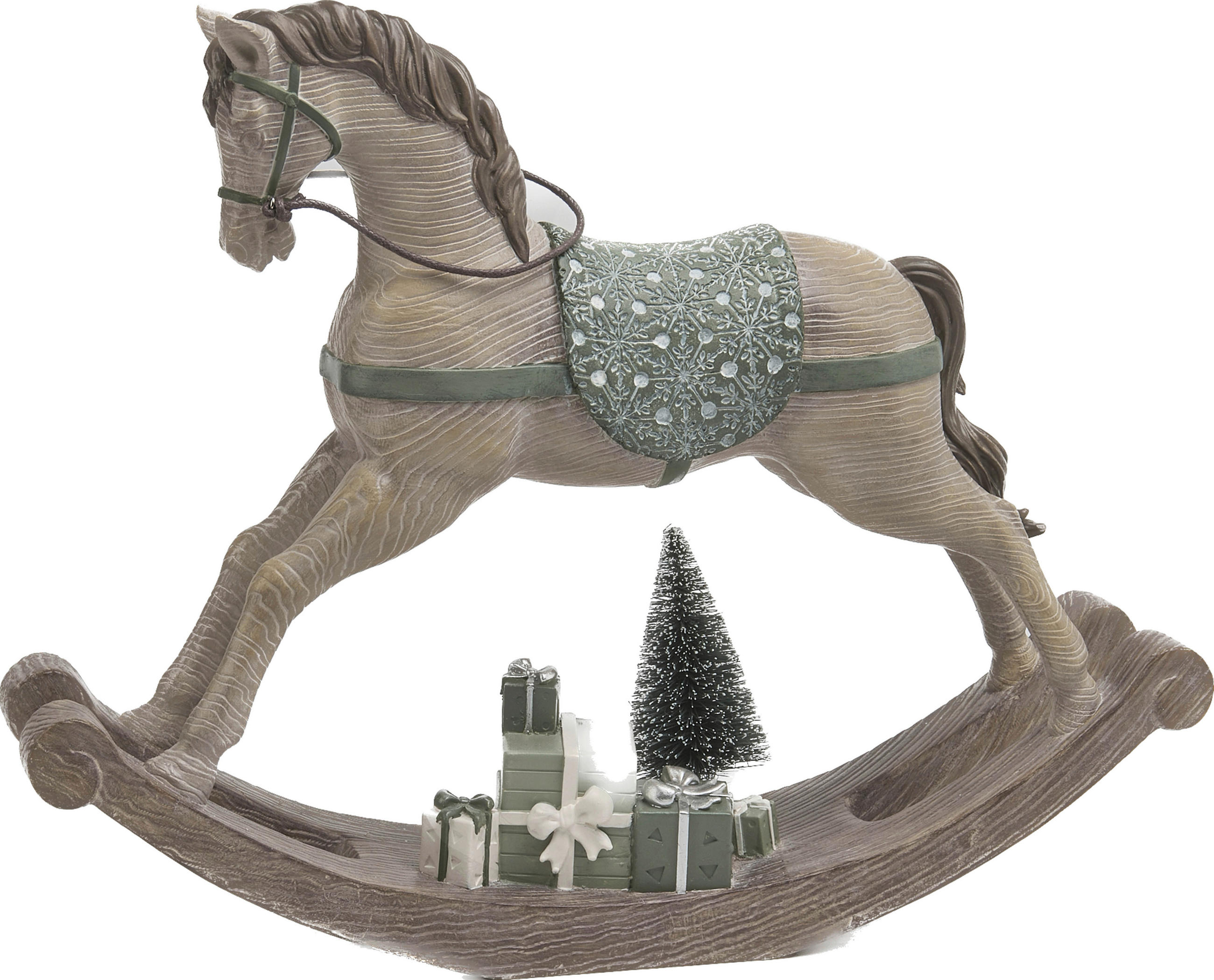 X-Mas Dekopferd Braun, Grün 8.2x28x35 cm