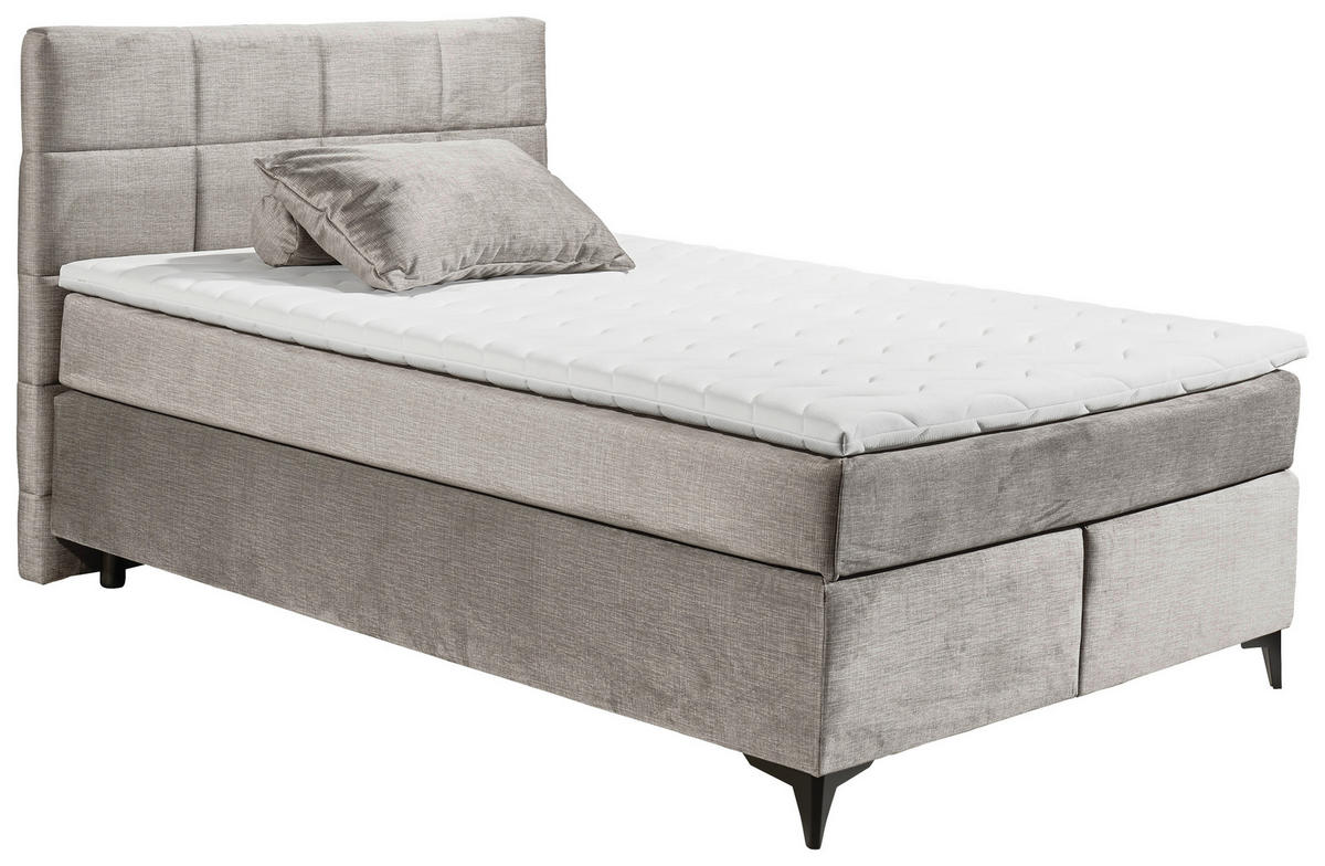 BOXSPRINGBETT 140/200 cm  in Hellgrau  - Hellgrau/Schwarz, Design, Holzwerkstoff/Kunststoff (140/200cm) - Xora