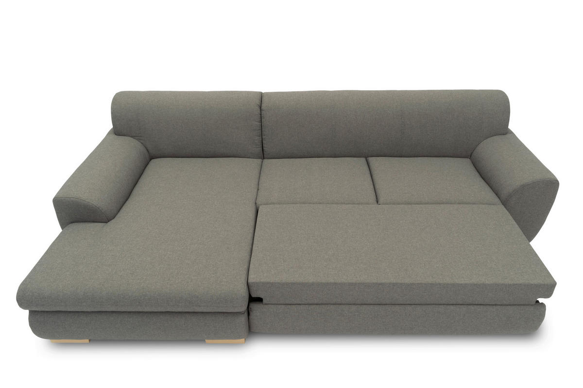 ECKSCHLAFSOFA NIKA Silberfarben Webstoff  - Silberfarben, Basics, Holz/Textil (277/156cm) - MID.YOU