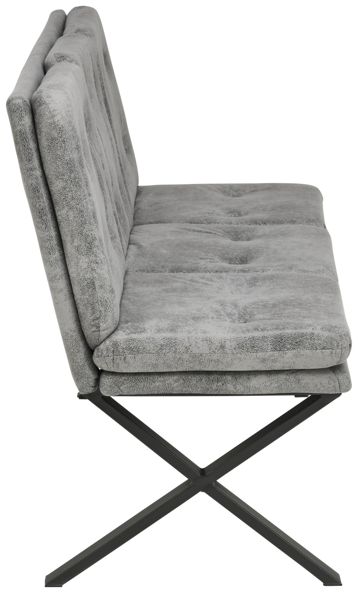 SITZBANK in Metall, Textil Grau  - Schwarz/Grau, LIFESTYLE, Textil/Metall (160/90/41cm) - MID.YOU
