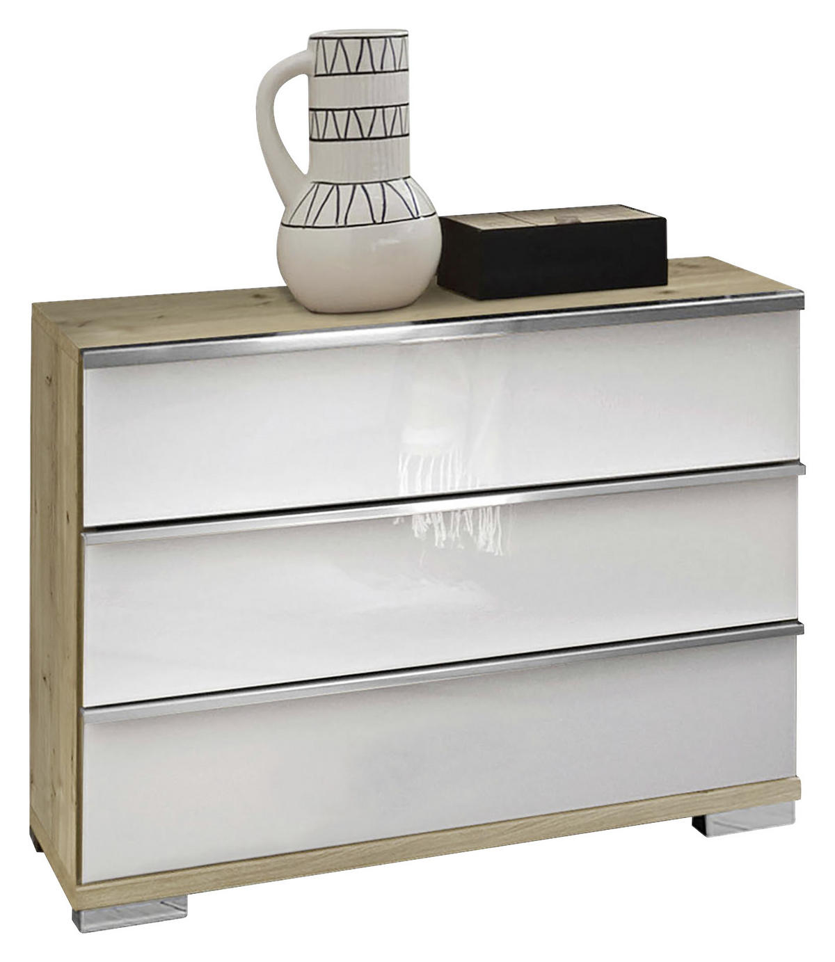 BETTANLAGE 180/200 cm  in Eichefarben  - Eichefarben, KONVENTIONELL, Glas/Holzwerkstoff (180/200cm) - Venda
