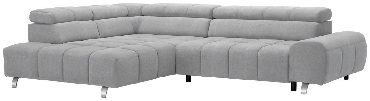 ECKSOFA Hellgrau Webstoff  - Silberfarben/Hellgrau, Design, Textil/Metall (201/295cm) - Hom`in