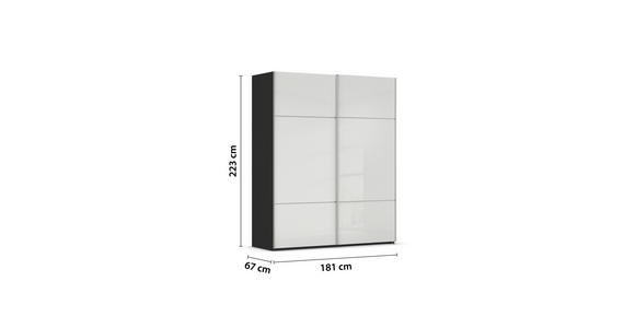 SCHWEBETÜRENSCHRANK in Schwarz, Weiß - Alufarben/Schwarz, KONVENTIONELL, Glas/Holzwerkstoff (181/223/67cm) - Novel