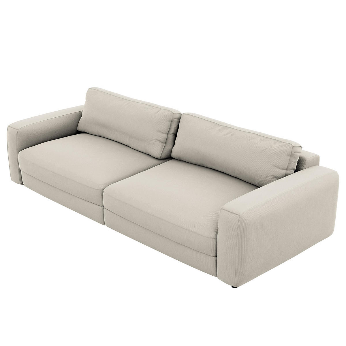 BIGSOFA in Cord Grau  - Schwarz/Grau, Modern, Kunststoff/Textil (264/84/125cm) - Trendmanufaktur