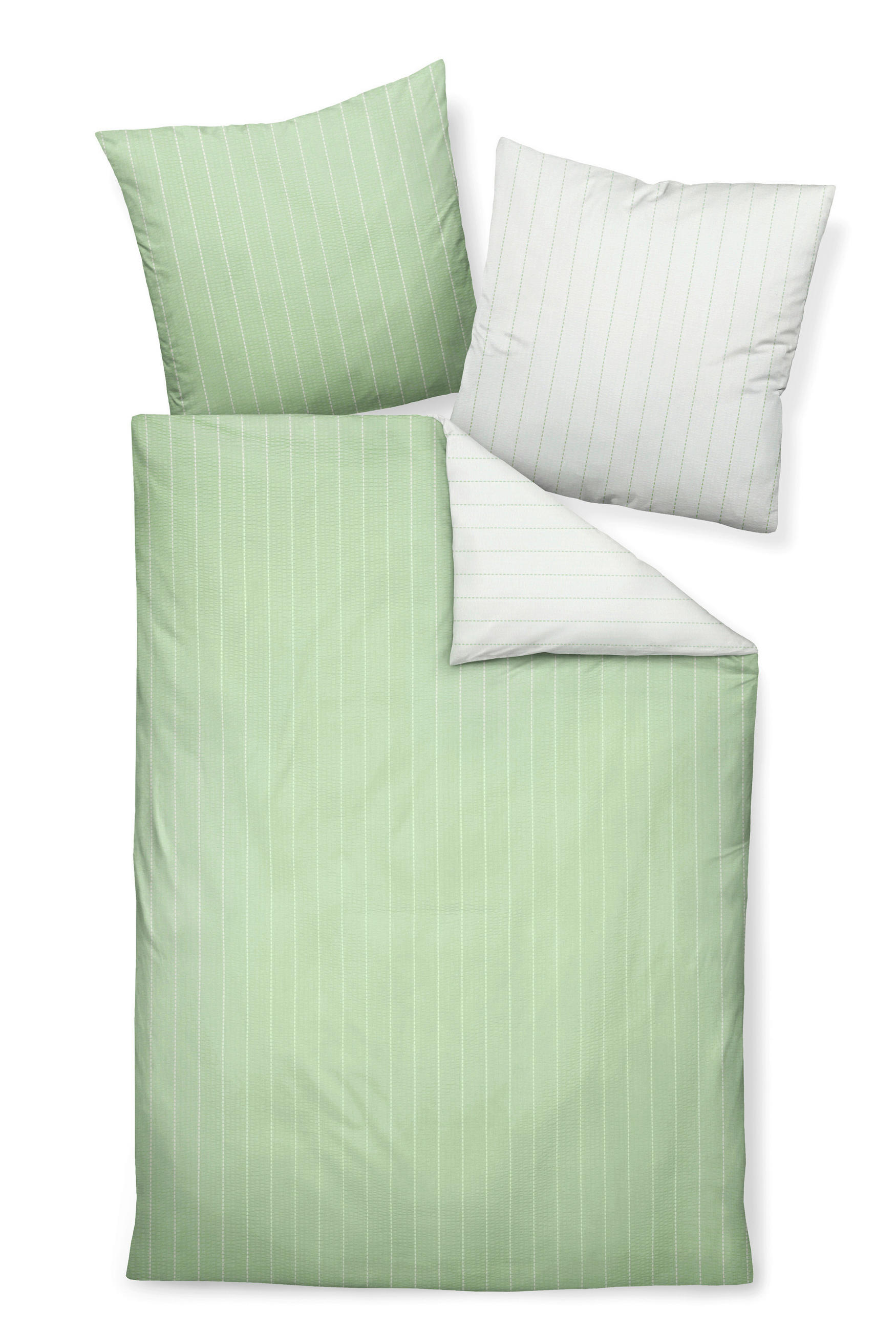 BETTWÄSCHE Seersucker 200/220 cm  - Weiß/Grün, Design, Textil (200/220cm) - Janine