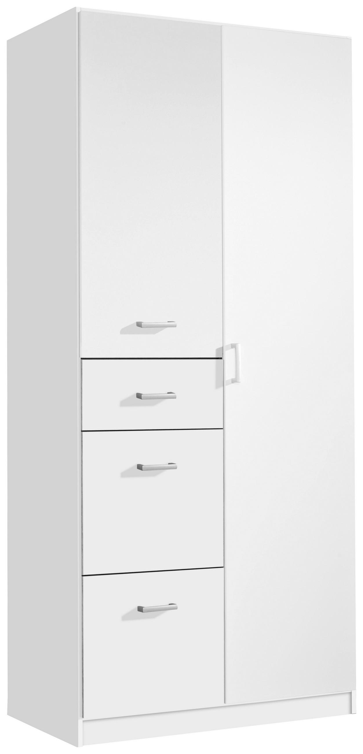 DREHTÜRENSCHRANK 2-türig Weiß - Alufarben/Weiß, MODERN, Holzwerkstoff/Kunststoff (91/197/54cm) - MID.YOU