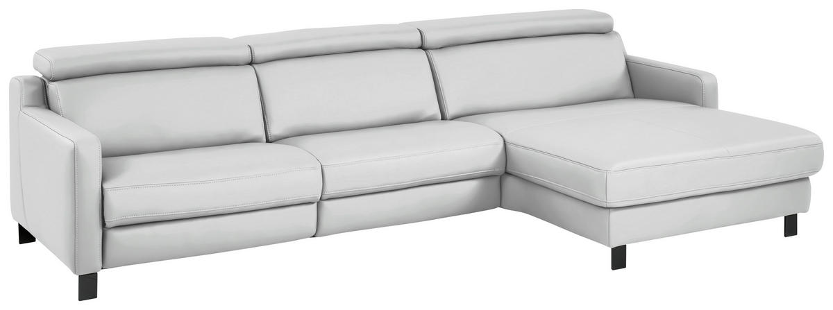 ECKSOFA in Echtleder Weiss  - Weiss/Schwarz, Design, Leder/Metall (291/176cm) - Valdera