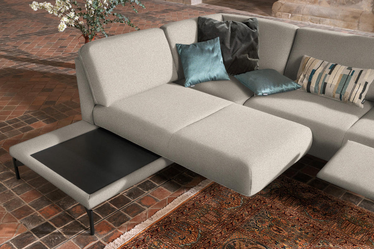 ECKSOFA in Flachgewebe, Struktur Beige  230/254 cm  - Anthrazit/Beige, Design, Textil/Metall (230/254cm) - Johann Jakob