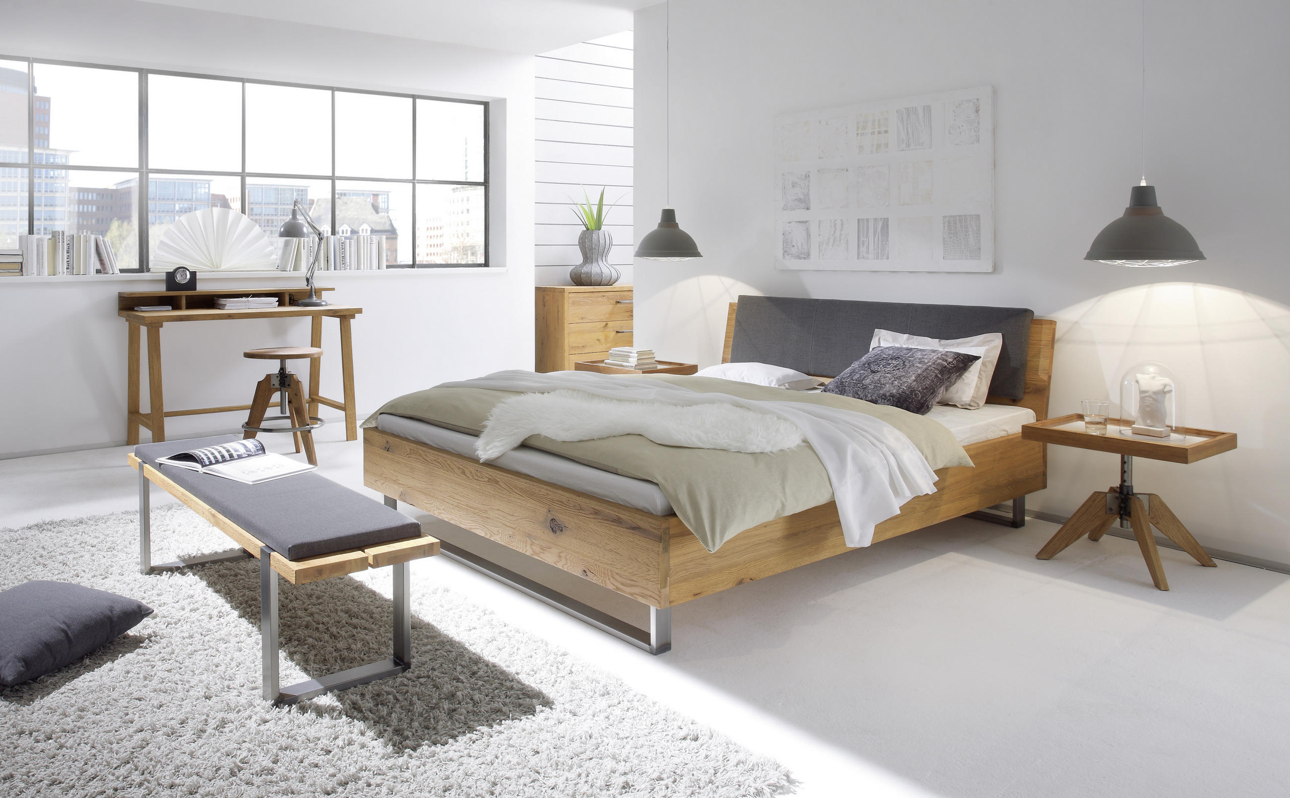 BETT 140/200 cm  in Eichefarben  - Klar/Eichefarben, Design, Holz/Metall (140/200cm) - Hasena