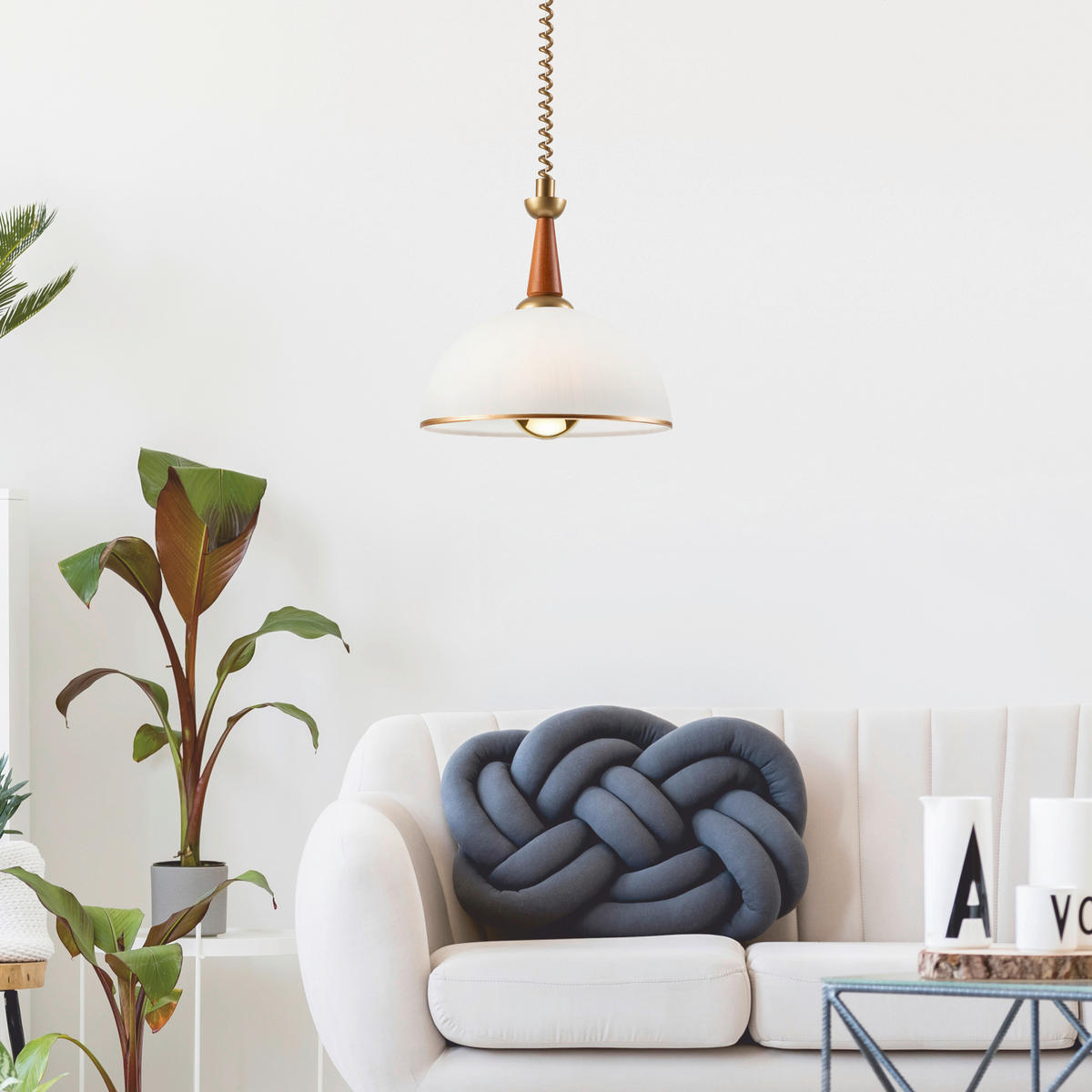 HÄNGELEUCHTE 64/30/64 cm  - Haselnussfarben, KONVENTIONELL, Glas/Holz (64/30/64cm)