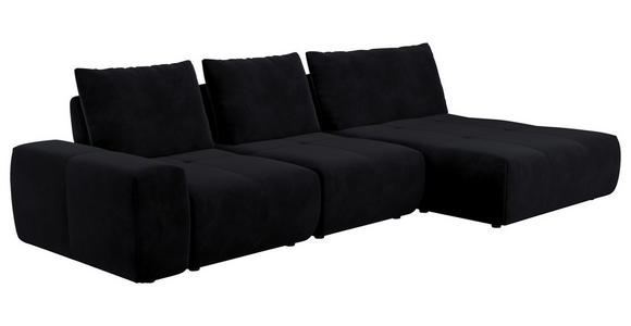 ECKSOFA in Velours Anthrazit  - Anthrazit/Schwarz, Design, Kunststoff/Textil (342/174cm) - Xora