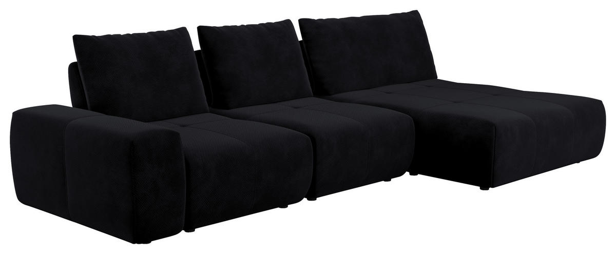 ECKSOFA in Velours Anthrazit  - Anthrazit/Schwarz, Design, Kunststoff/Textil (347/174cm) - Xora