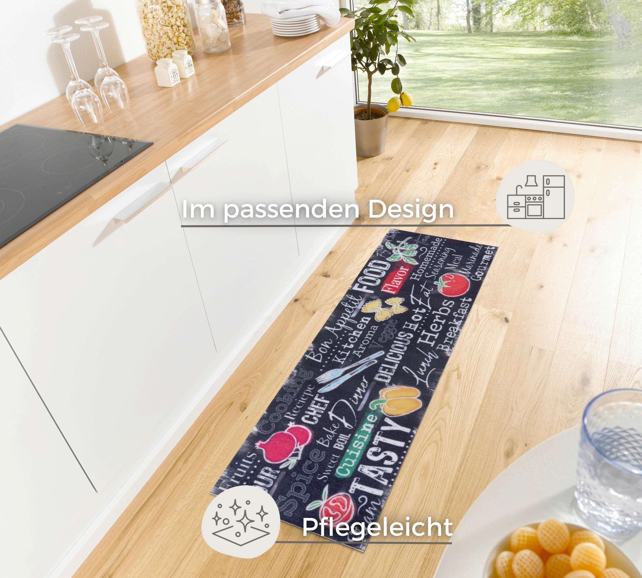 Küchenläufer (rechteckig: ca. 50/150 cm Cook & Clean Multicolor, Schwarz  - Multicolor/Schwarz, Design, Kunststoff (50/150cm)