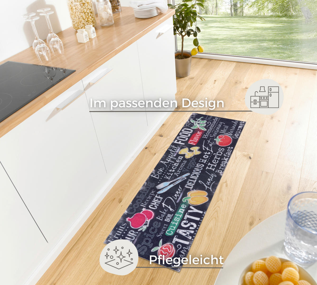 Küchenläufer (rechteckig: ca. 50/150 cm Cook & Clean Multicolor, Schwarz  - Multicolor/Schwarz, Design, Kunststoff (50/150cm)