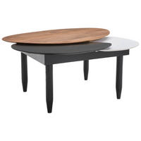 COUCHTISCH Mangoholz vollmassiv oval Multicolor  - Multicolor/Schwarz, Design, Holz (110/45/100cm) - Livetastic