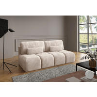 SCHLAFSOFA MARON Samt Beige  inkl.  - Beige/Schwarz, Design, Kunststoff/Textil (219/94/110cm) - Livetastic