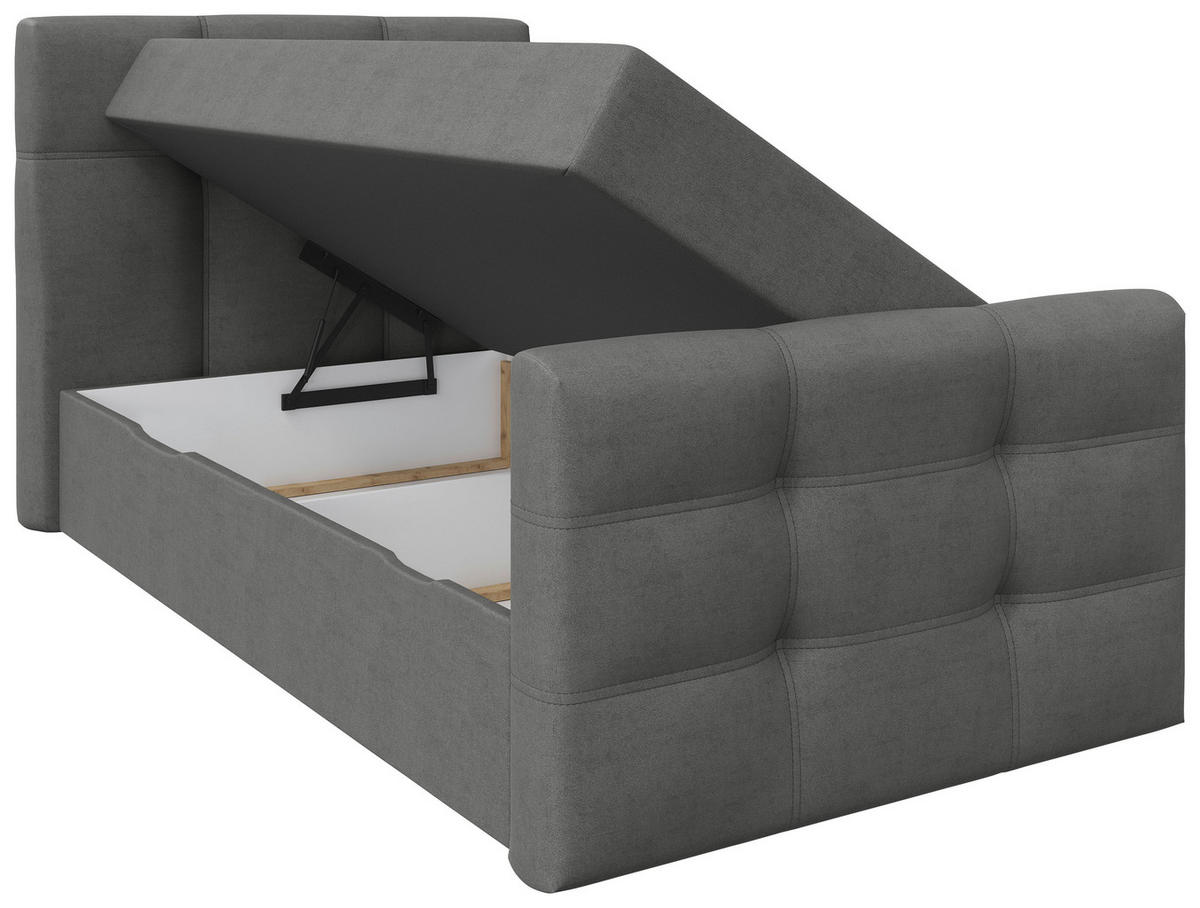 BOXBETT 120/200 cm  in Grau  - Schwarz/Grau, Basics, Kunststoff/Textil (120/200cm) - Chameo