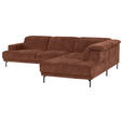 ECKSOFA Rotbraun Chenille Kopfteilverstellung, Sitztiefenverstellung  - Rotbraun/Schwarz, Design, Textil/Metall (307/243cm) - Xora