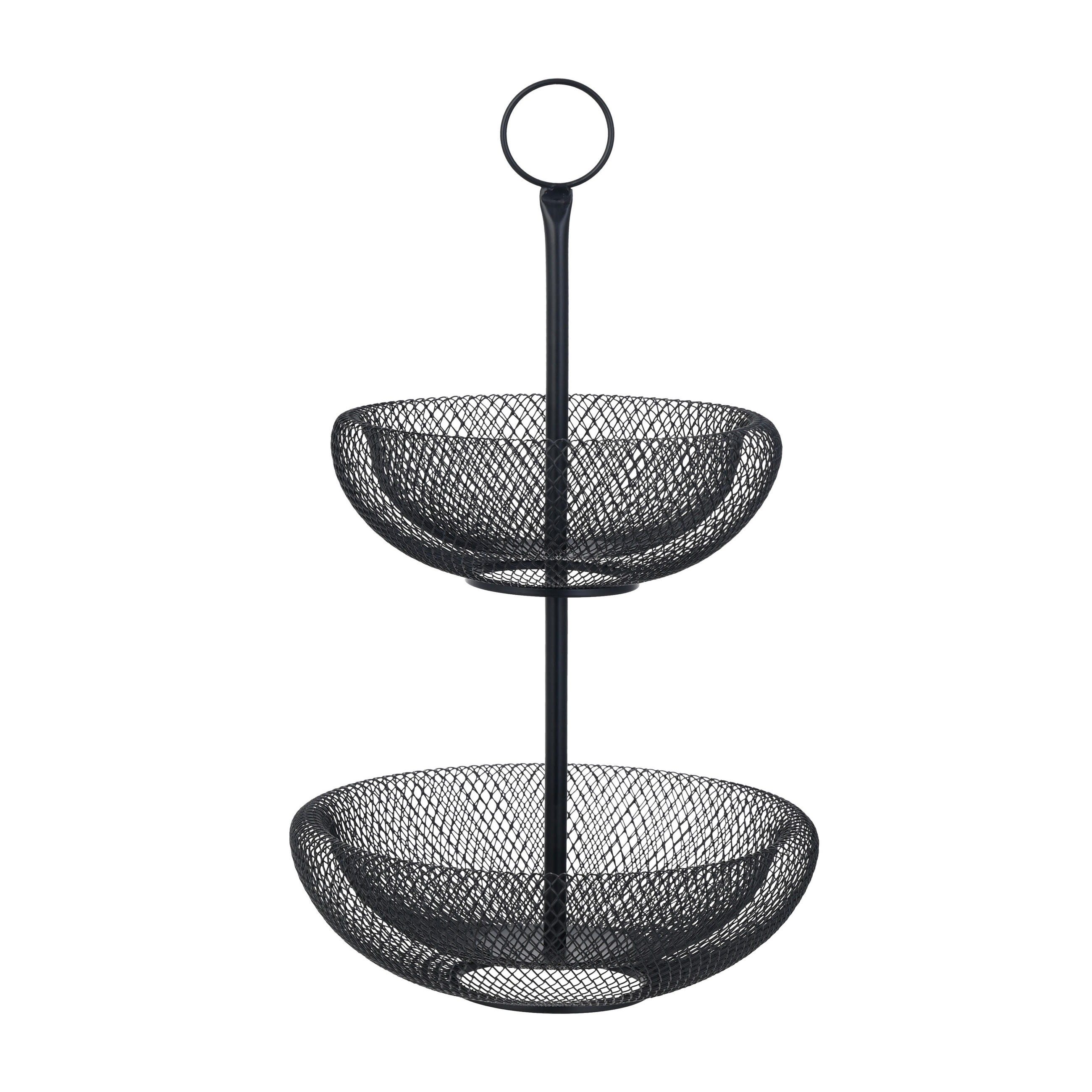 Platou Etajat Prăjituri cu 2 etaje - negru, Basics, metal (29/48cm) - Ambia Home