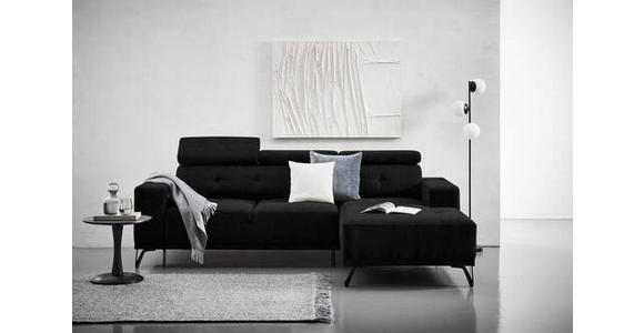 ECKSOFA in Chenille Schwarz  - Schwarz, KONVENTIONELL, Textil/Metall (264/178cm) - Hom`in