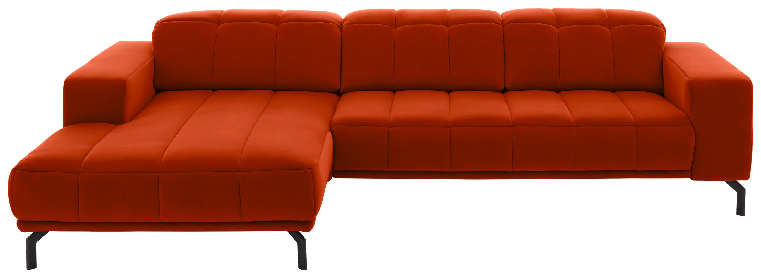 ECKSOFA Orange Velours  - Schwarz/Orange, Design, Textil/Metall (195/293cm) - Beldomo Style