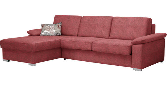 ECKSOFA in Flachgewebe Rot - Chromfarben/Rot, KONVENTIONELL, Textil/Metall (176/285cm) - Novel