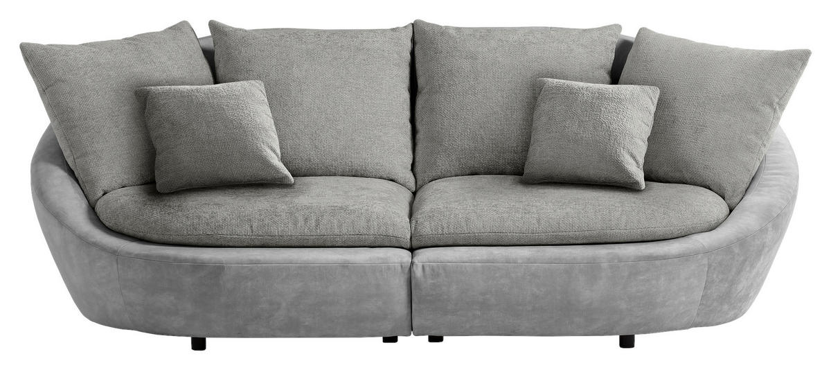 BIGSOFA in Chenille Hellgrau, Dunkelgrau  - Dunkelgrau/Hellgrau, MODERN, Kunststoff/Textil (280/87/131cm) - Trendmanufaktur