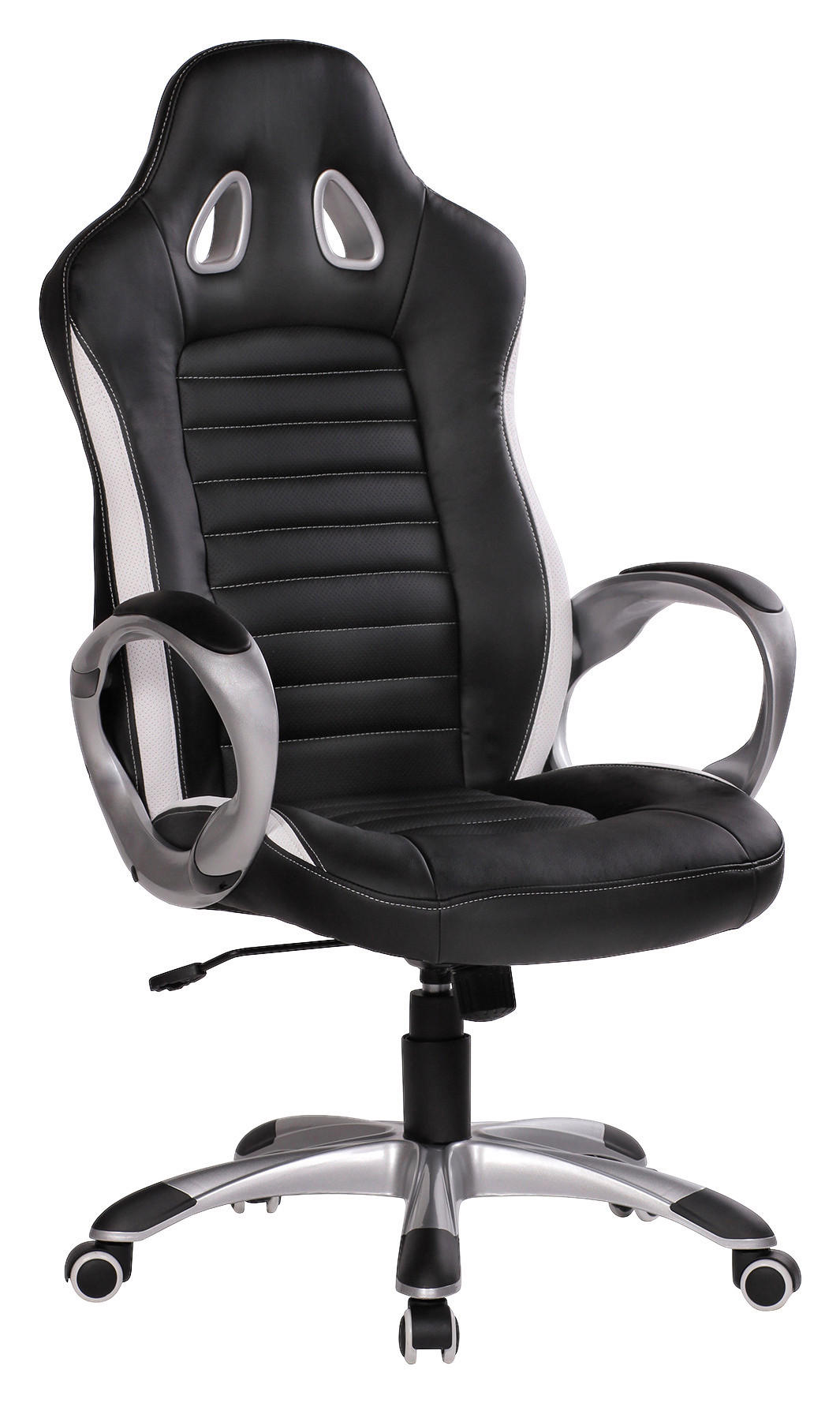 GAMINGSTOL  i läderimitation svart  - aluminiumfärg/svart, Modern, textil/plast (66/122/66,5cm) - MID.YOU