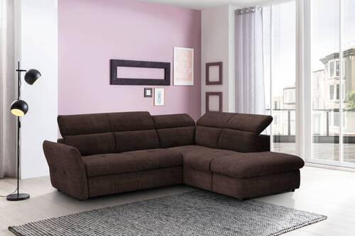 ECKSOFA in Webstoff Dunkelbraun  254/224 cm  - Dunkelbraun/Schwarz, Design, Kunststoff/Textil (254/224cm) - Stylife