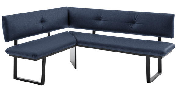 ECKBANK 165/205 cm  in Schwarz, Dunkelblau  - Schwarz/Dunkelblau, MODERN, Textil/Metall (165/205cm) - Cantus