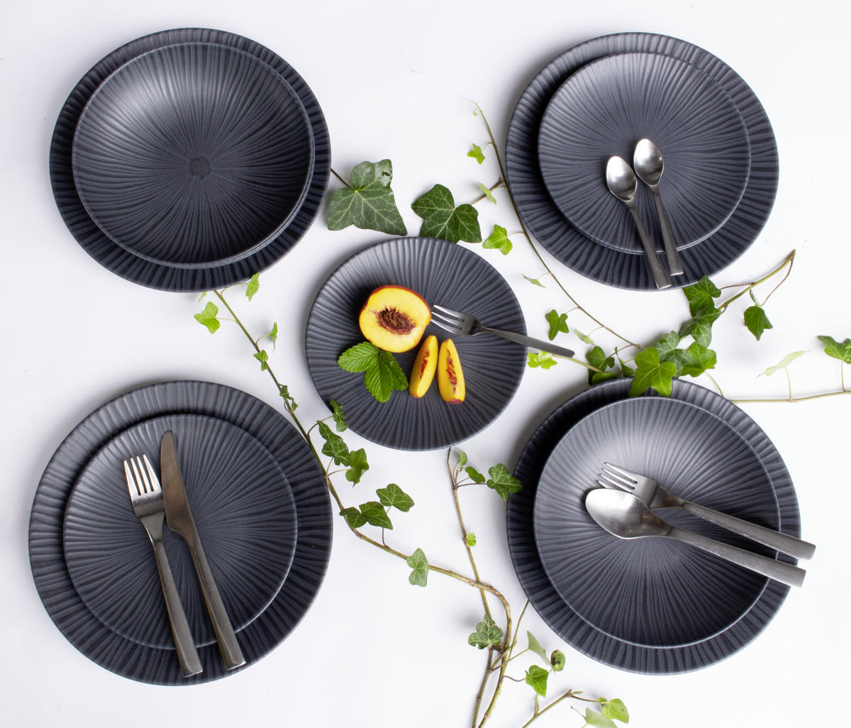 JEDÁLENSKÝ SERVIS, kamenina - čierna, Basics, keramika - Creatable